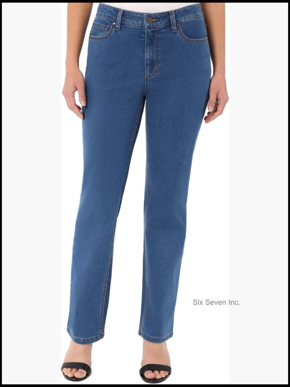 Straight-Leg Stretch Denim Jeans Office Casual